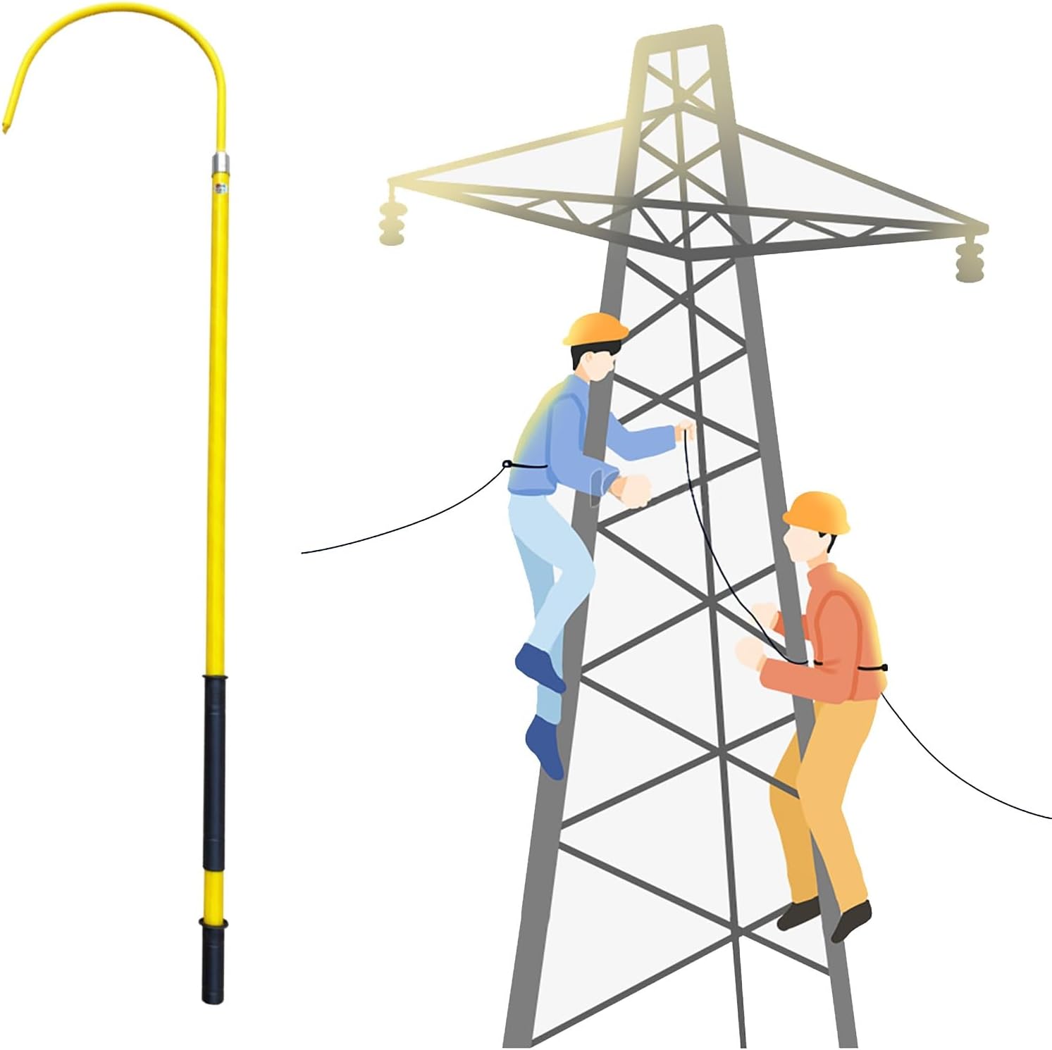 Anti-electrocution Rescue Hook Power High Voltage Insulated Rescue Hook, Anti-electrocution Life-Saving Protective Equipment Pull Rod, New Energy Electric Shock Rescue Device, Fire Rescue Equipment(Ye