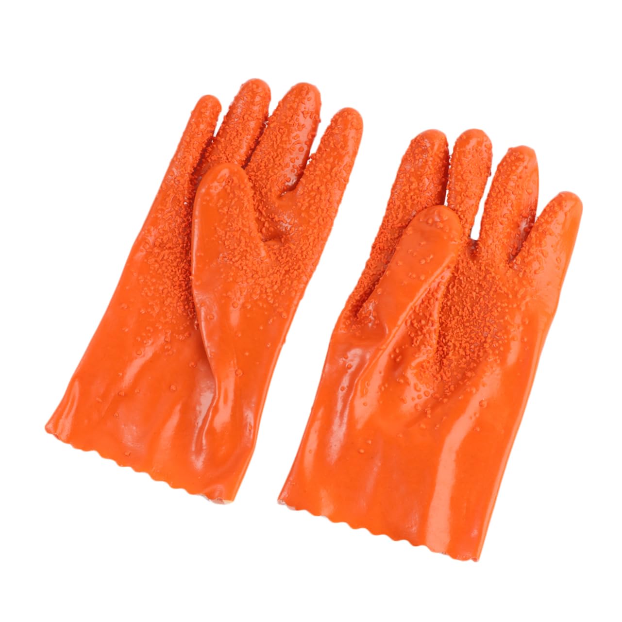 HANABASS 2Pair Non Slip Fishing Gloves Skidproof Rubber Gloves for Fish Catching and Cleaning Protection Durable Outdoor Use Orange