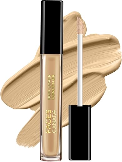 FACES CANADA High Cover Concealer – Sand Beige 01, 4ml | High Coverage Liquid Concealer | Blends Easily | Natural Finish | Covers Spots, Blemishes & Dark Circles | With Shea…