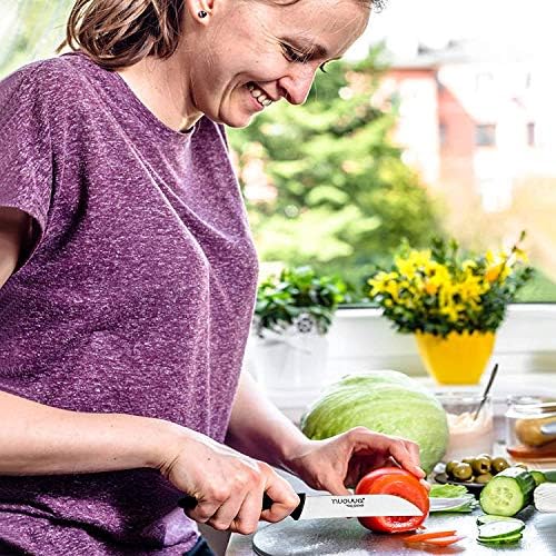 3 Pieces Kitchen Knife Set - Stainless Steel Blades Sharp Knives with Ergonomic Black Handles - by Nuovva