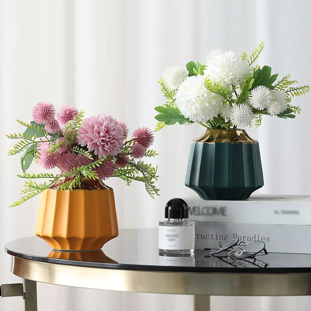 Künstliche Blumen Seidentuch Künstliche Blumen mit keramischer Vase Modern Luxus Gefälschte Blume Set for Heimzimmer Braut Hochzeitsdekoration Künstliche Blumen wie Echt (Color : D)