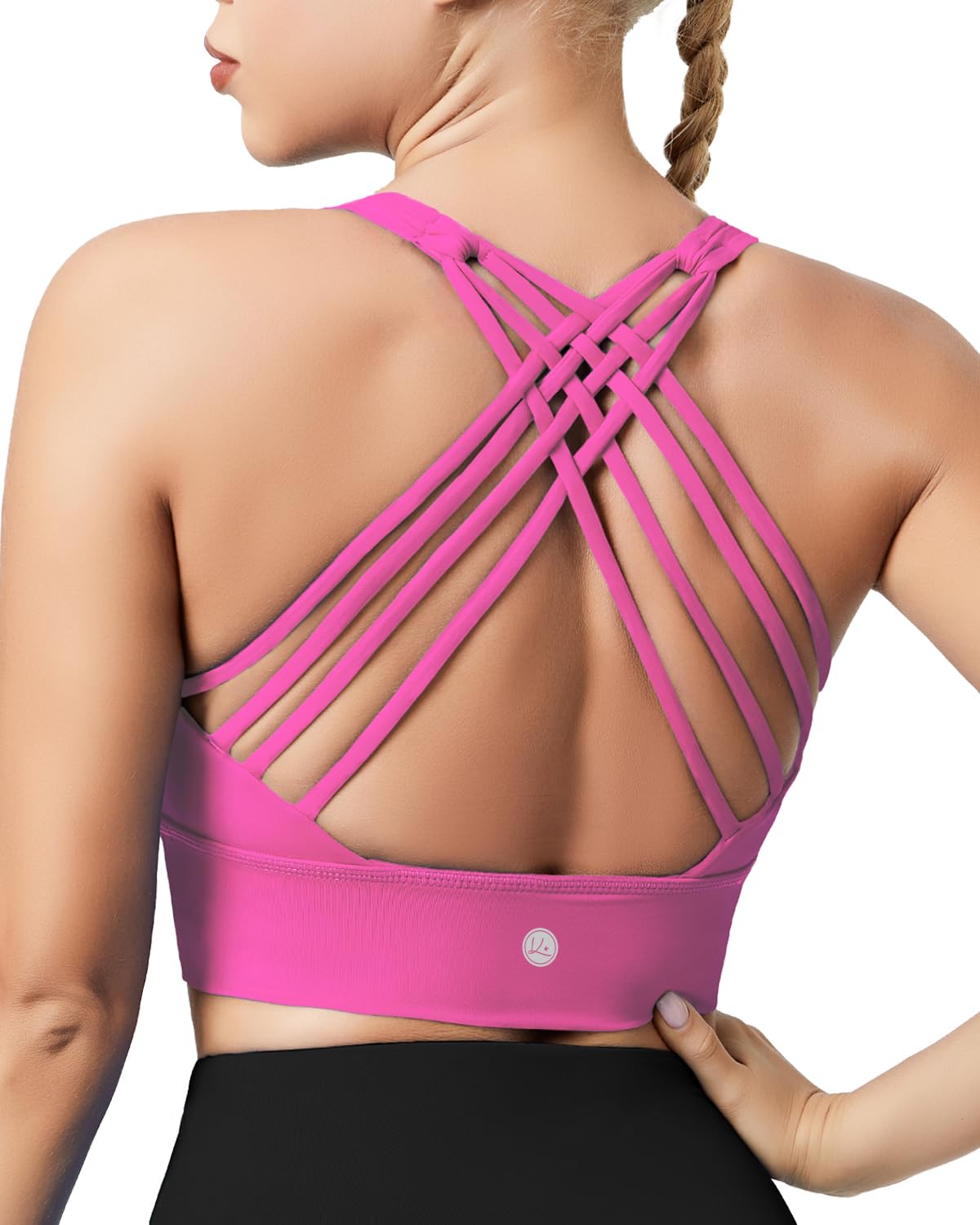 Queenie Ke BareLuxe Sports Bras for Women Padded Medium Support for Yoga Cross Back Strappy Square Neck Workout Tops — view 10