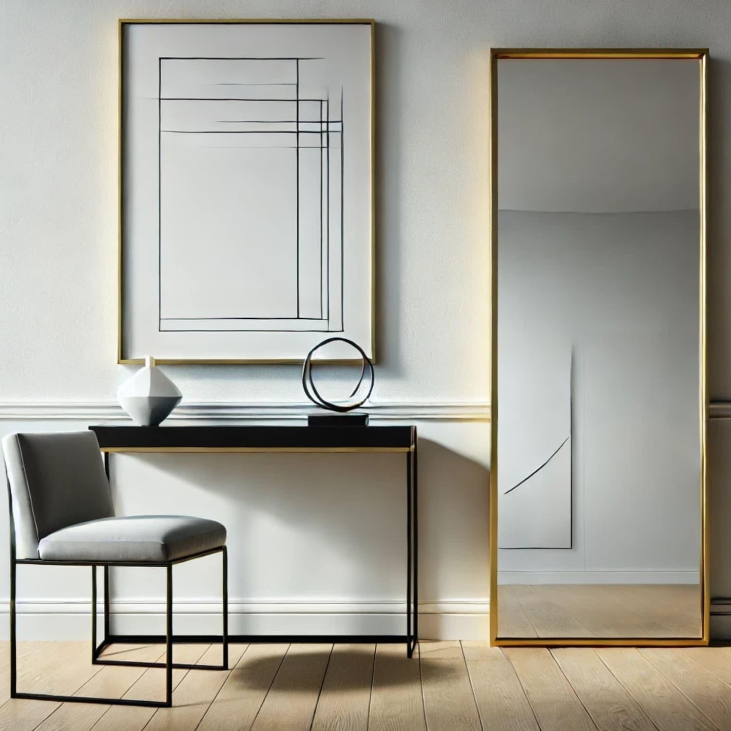 Jobu | Gold – 160x60cm Rectangular Wall Mirror – Full-Length Metal Frame for Bedrooms, Hallways & Dressing Rooms | Takara