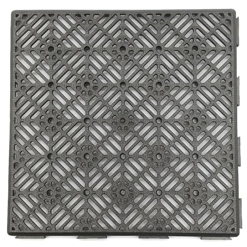 Losetas de plástico económicas para suelo de jardín, piscina y zonas húmedas. Autoventiladas y antihumedad - Color Gris Forja - 30x30x1,5cm