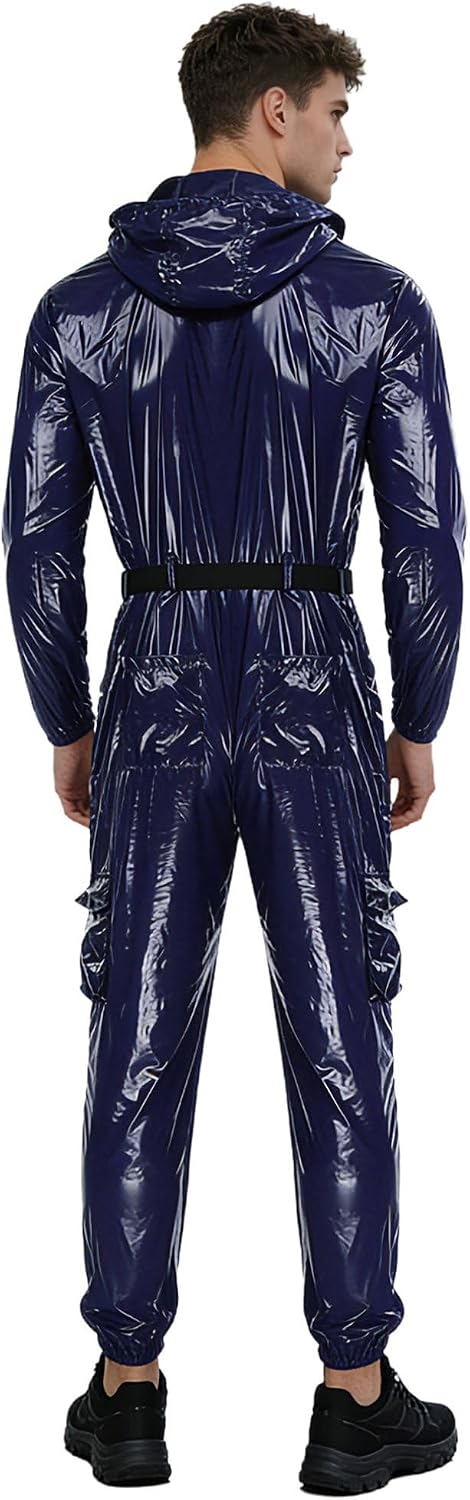 FEESHOW Unisex Women Long Sleeve Work Jumpsuit Water Oil Resist Work Overalls Lightweight Sauna Sweat Suit
