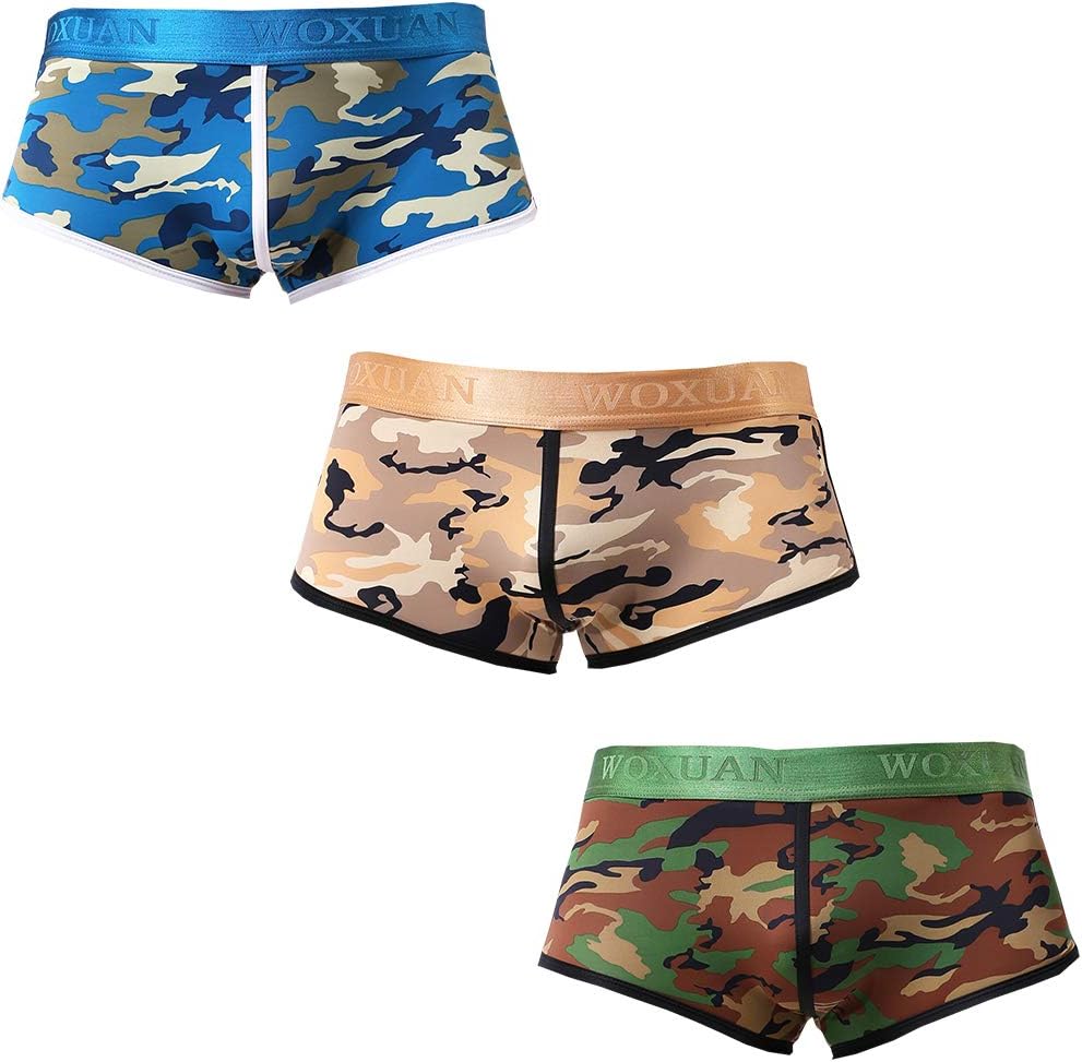 CKLV Mens 3 Pack 2Pack Underwear Trunk Boxer Underpants Thong Stretch Low-Rise Boxer Briefs (3PC Mix 1, S)