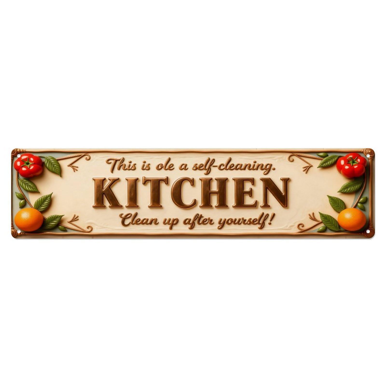 Kitchen Sign Decorative Fruit Pattern Metal Tin Sign Plaque
