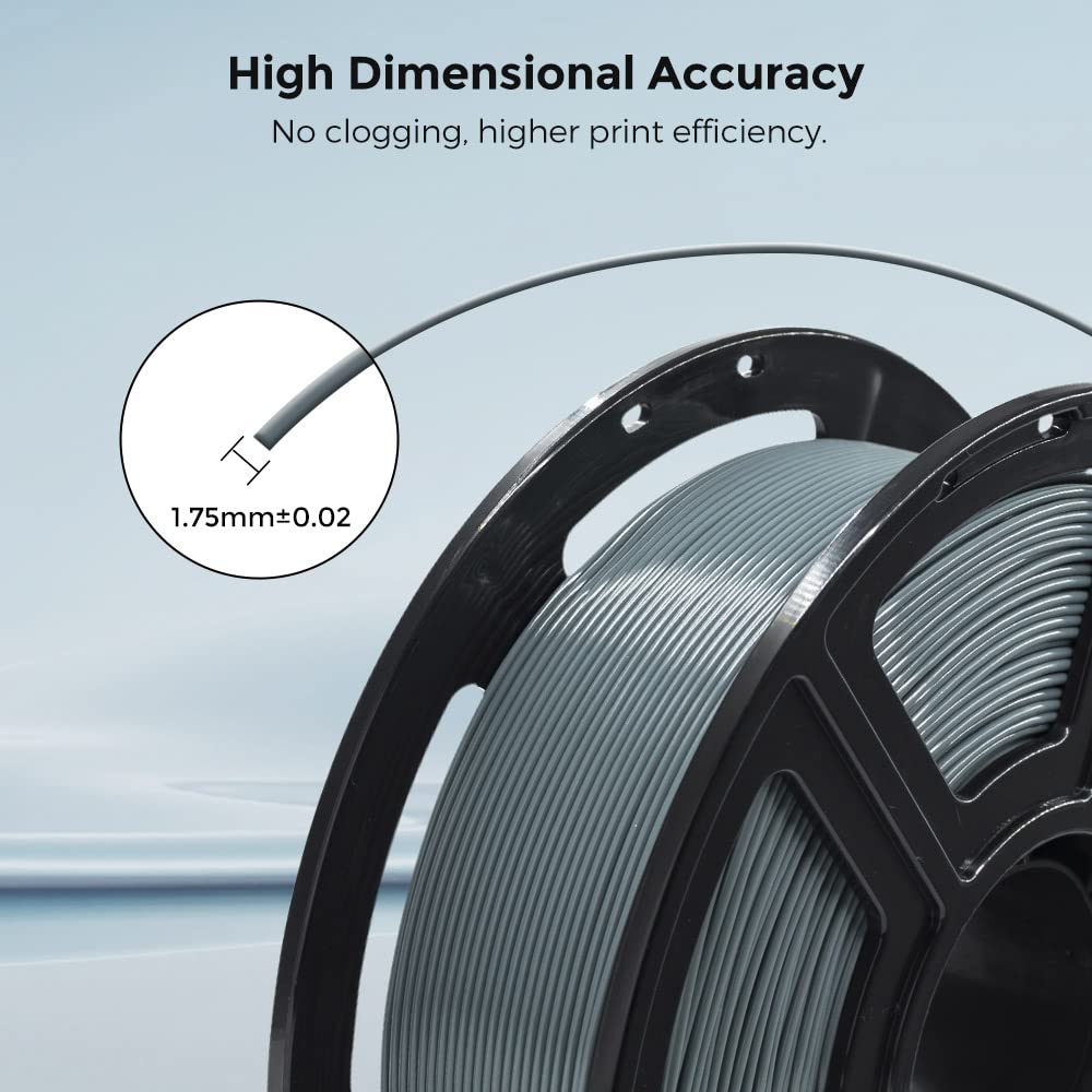 FLASHFORGE Filamento per stampanti 3D, filamento PLA PRO da 1,75 mm, bobina da 1 kg, precisione dimensionale +/- 0,02 mm per stampanti 3D FDM, migliore tenacia e nessun nodo (Grigio)
