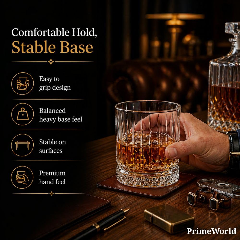 PrimeWorld Whiskey Glasses - Set of 6 Crystal Tumblers -5 PrimeWorld Whiskey Glasses - Set of 6 Crystal Tumblers -5