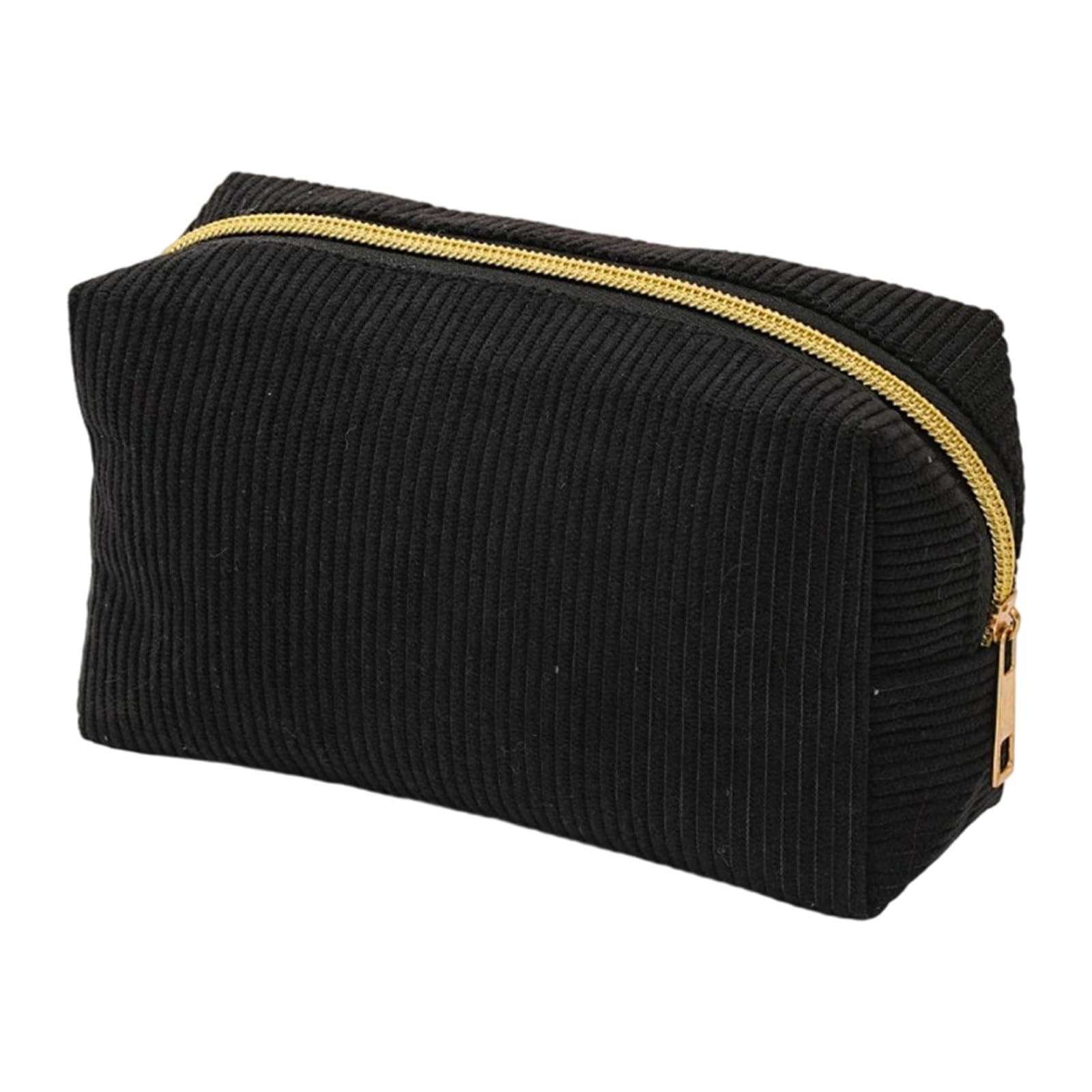 Small Unisex Pencil Case with Zipper, Compact Stationery Organiser for Girls Teenagers, Makeup Bag Pen Holder Black