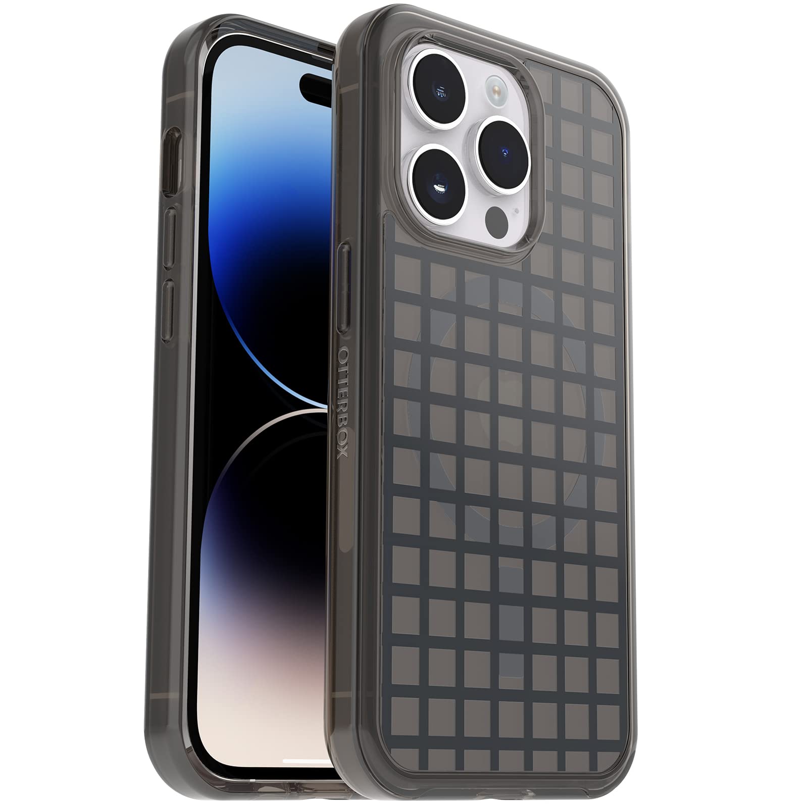 OtterBox Cover per iPhone 14 Pro Symmetry+ Clear per MagSafe, resistente a shock e cadute;sottile, testata 3x norme MIL-STD 810G, protezione antimicrobica, Window Pane Black