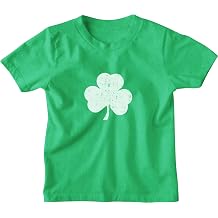 NYC FACTORY USA Screen Printed Shamrock Youth T-Shirt Distressed Tee Kids Irish Green