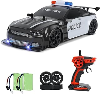 iBlivers RC Drift Police Car, 1:14 Remote Control Police Car 4WD Drift GT RC Cars Vehicle High Speed Racing RC Drifting Car Gifts Toy for Boys Kids