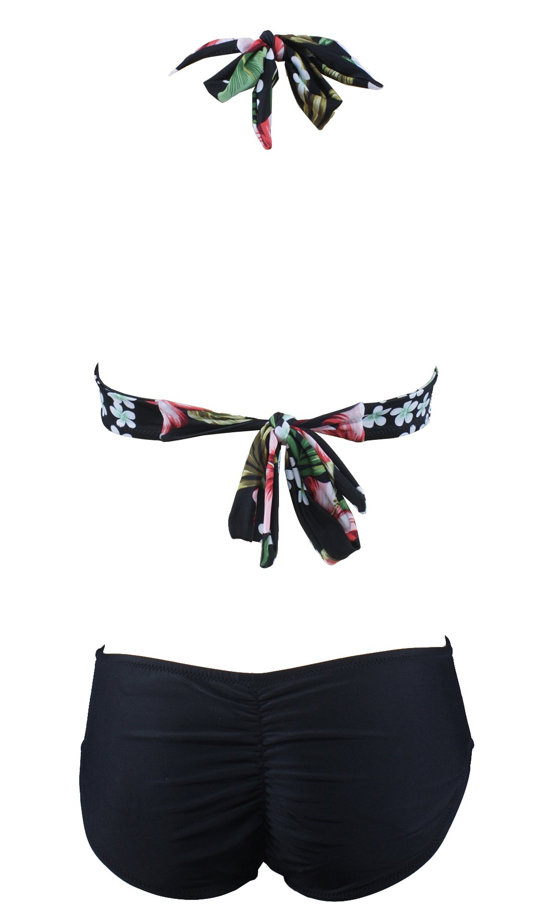 Aloha-Beachwear Damen Neckholder Tiki Flower Orchidee Retro Bikini A7017 multicolore L
