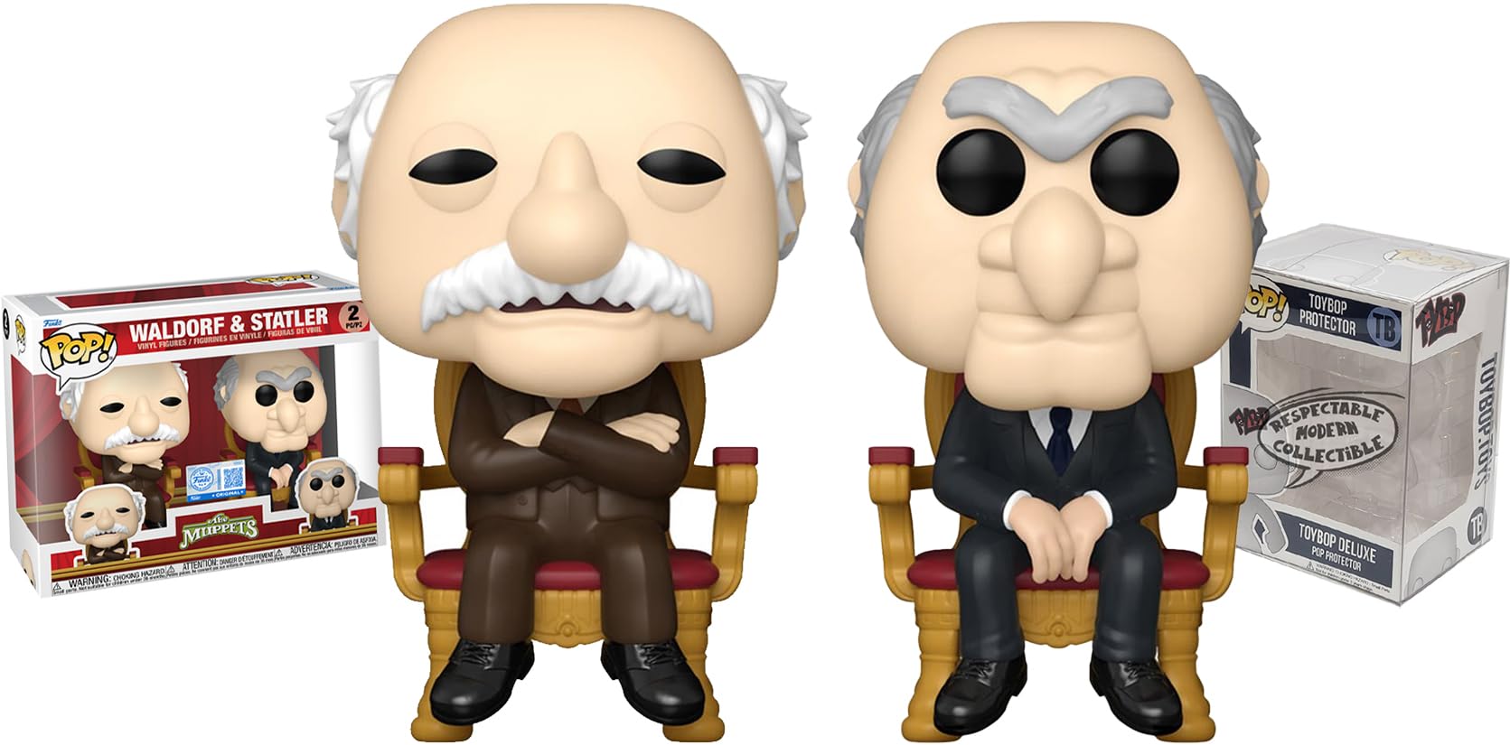 Funko The Muppets Specialty Series Waldorf & Statler Seduto 2-Pack + ToyBop Protector: Pop! TV Vinyl Figure (Bundled con Pro-Deluxe Pop Protector Collector Case Gift Set)