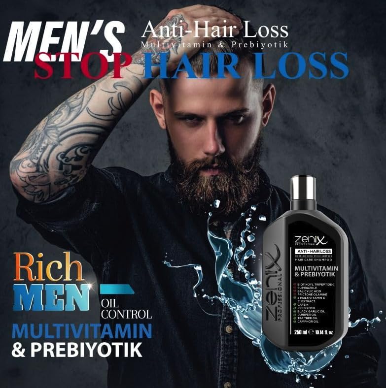 Zenix Professional Anti-Hair Loss Shampoo, 11 Vegetable Extracts & Caffeine, Against Hair Loss and Stimulates Hair Growth - Image 2