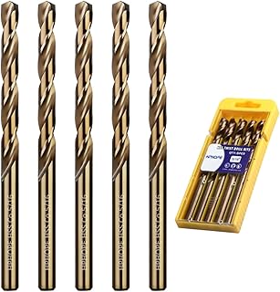 5/16 Inch Cobalt Drill Bits(5Pcs), HPHOPE M35 HSS Metal Twist Drill Bits Set, Jobber Drill Bits Length and Straight Shank, Suitable for Drilling in Hard Metal, Stainless Steel, Cast Iron