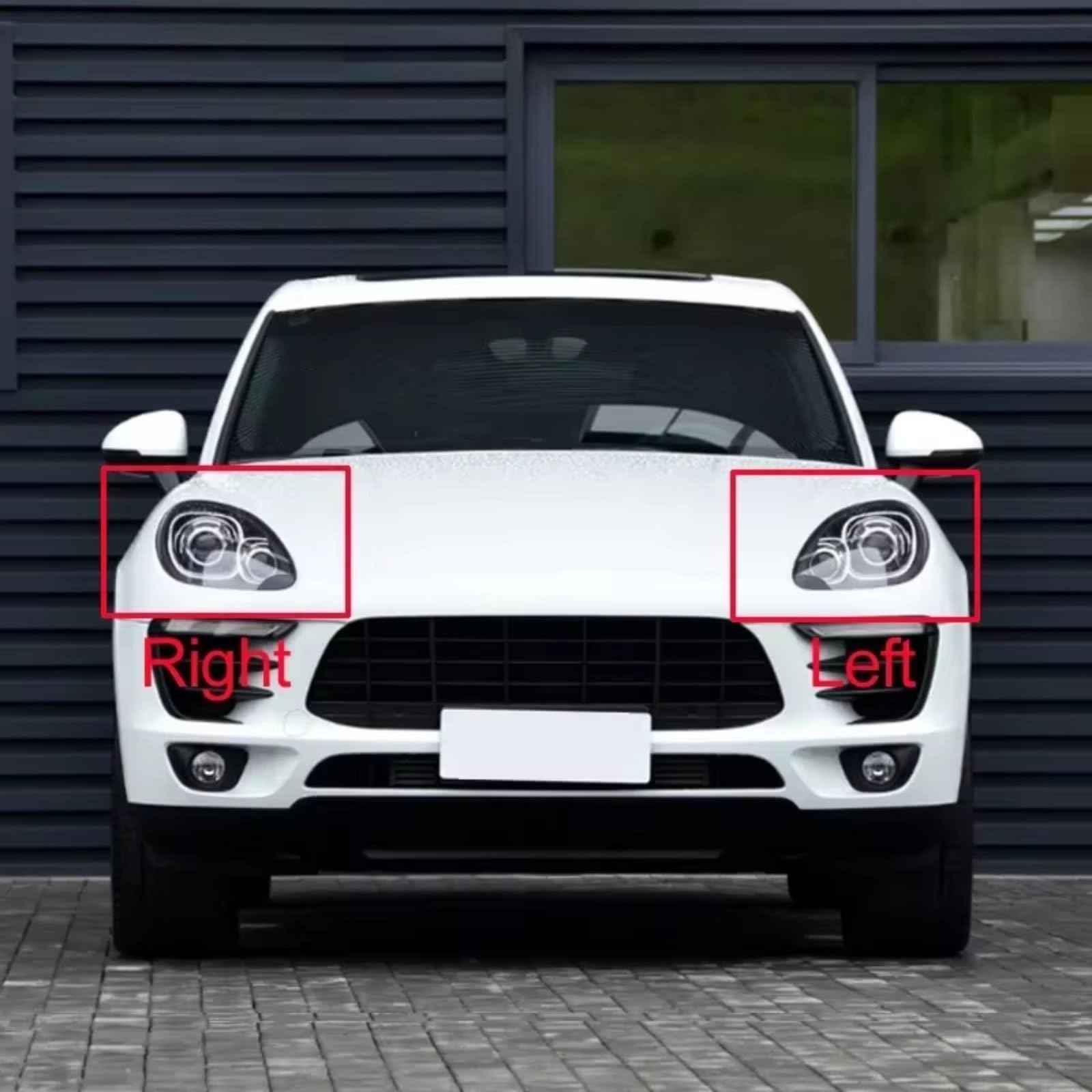Lenti Fari Anteriori Auto Compatibile Con Porsche Per Macan 2014 2015 2016 2017 Coprifaro Per Auto Coprifaro Coprifaro Per Auto(Right)