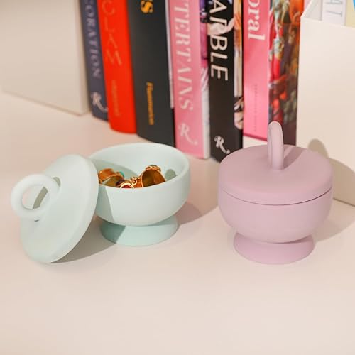 Miniatura 7 de Boowan Nicole Tarro de vela de hormigón de cáliz Molde de silicona Soporte de vela de cemento con tapas, recipientes de molde para suministros de