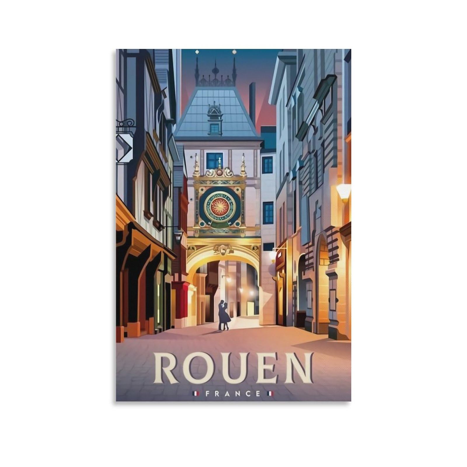 Orbana Unframe-Style Rouen France Vintage Travel Posters 12X18inch(30X45cm) Canvas Print For Living Room, Bedroom, Dorm, Home, Office Wall Decoration