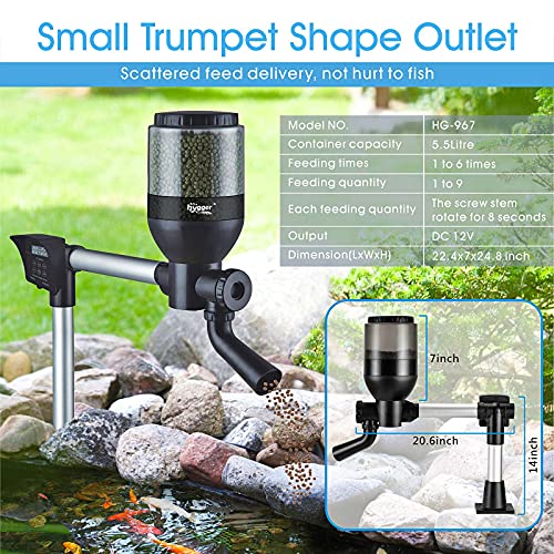 hygger LCD Control Automatic Pond Fish Feeder, Capacity 5.5L，DC 12V by hygger - Image 3