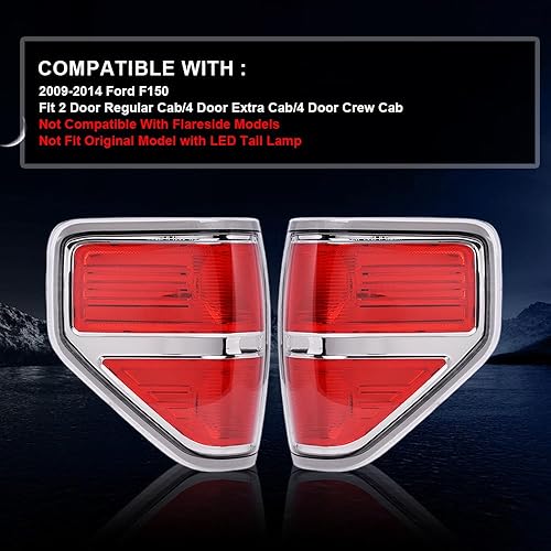 Miniatura 3 de PIT66 Luces traseras, compatibles con Ford F150 2009 2010 2011 2012 2013 2014 Conjunto de luces de freno traseras izquierda y derecha, lente roja