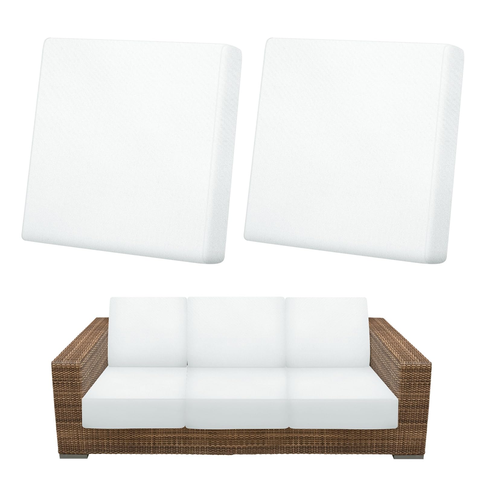 M METERXITY 2-Pack Outdoor Cushion Covers, Stretch Patio Cushion Replacement Slipcovers for Outdoor Couch/Sofa Cushion Covers, Washable Reusable Furniture Protector [White]