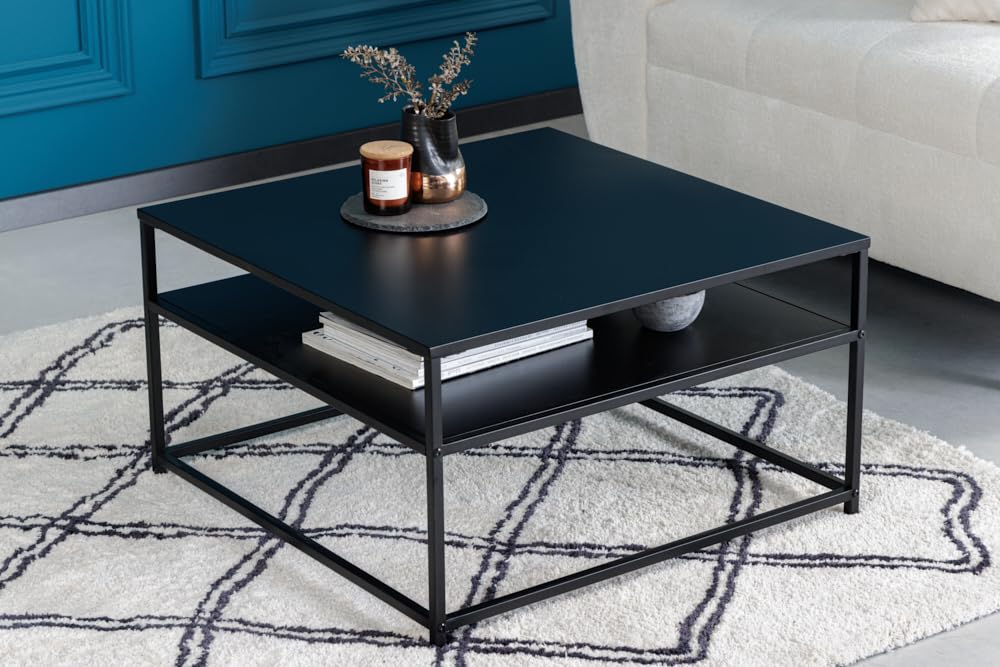 riess-ambiente.de Industrial Couchtisch DURA Steel 70cm schwarz Metall mit Ablagefach