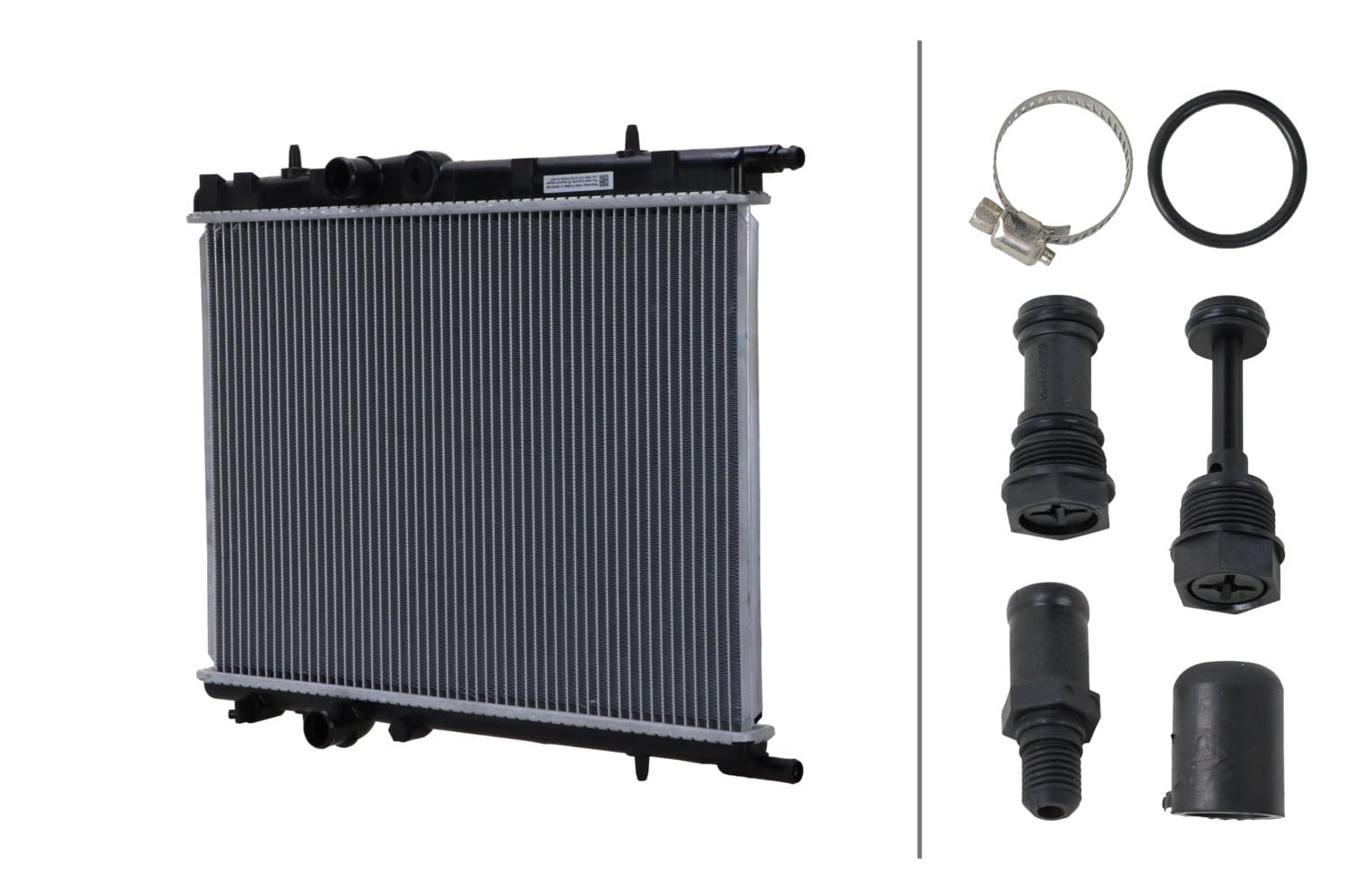 HELLA 8MK 366 302-691 Radiador, refrigeración del motor - Aletas refrigeración soldadas - Aluminio/Plástico - con juntas - sin depósito de compensación