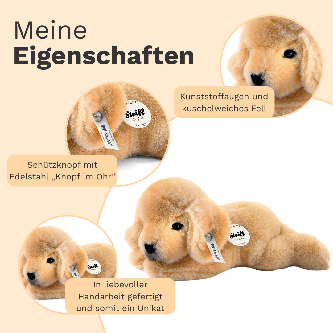 Steiff Kuscheltier Kleiner Freund Golden Retriever Welpe Lumpi, Süßes Stofftier mit Kunststoffaugen, Kinder, Jungen & Mädchen, Plüschtier 22 cm, Beige, 280160