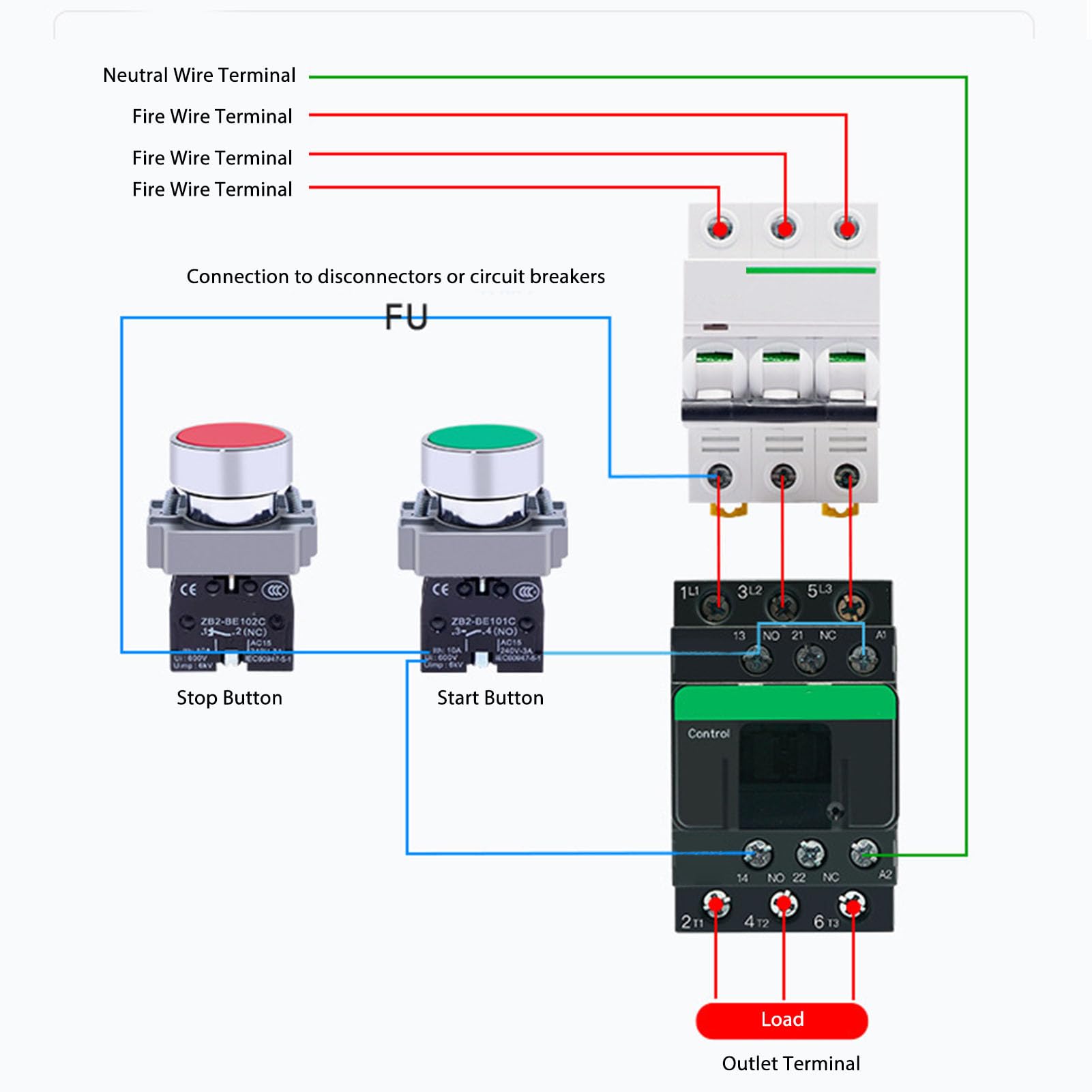 Contattore CA LC1D38 Controller Motore Bobina a Bassa Tensione 38A, 1NO 1NC, Forte conduttività, per Installazione Elettrica Industriale e Controllo del Carico (Tensione