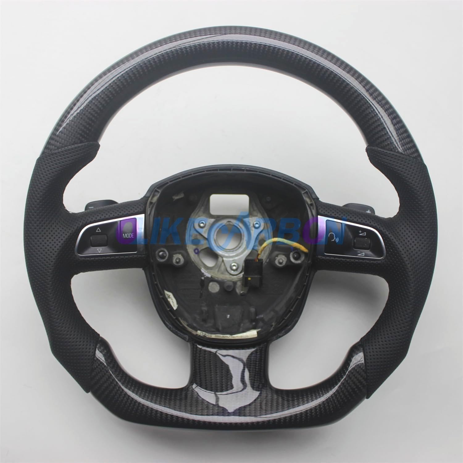 Replacement D Shape Leather Real Carbon Fiber Steering Wheel Compatible With Audi A3 8P Q5 4L (With Paddles)