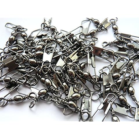 Phoxinus 50 Size 4 Black American Snap Swivels Suitable for Carp, Pike and Sea Fishing Cover