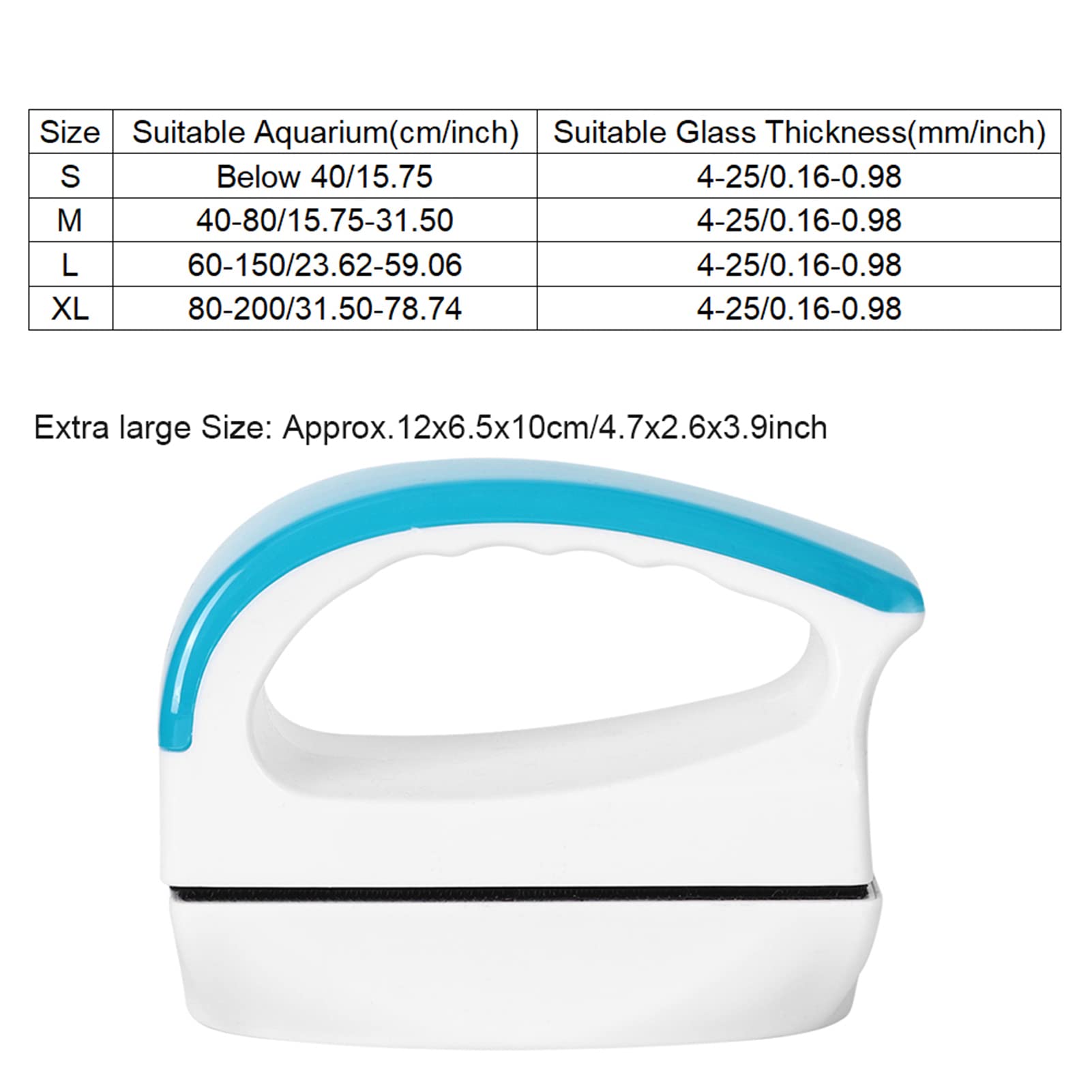 AQ Humanisierter Griff Schwimmendes Aquarium Magnetbürste Aquarium Doppelseitiger Glasreiniger Reinigungswerkzeug (Extra groß/AQMBXL4)