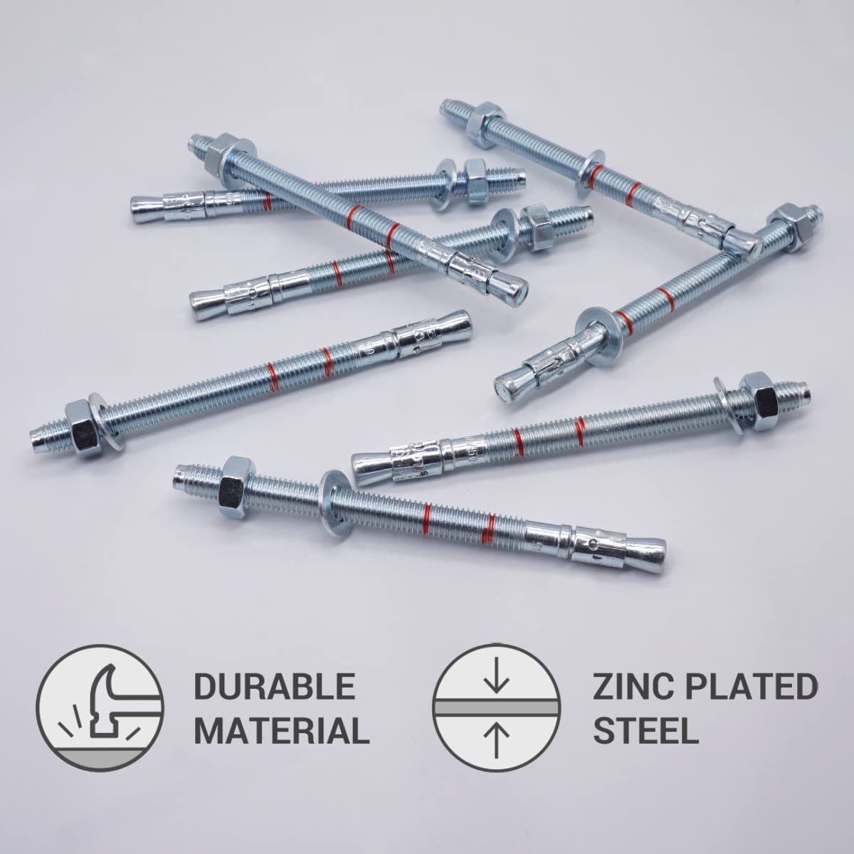 (8 sztuk) kotwy na kotwy M8 x 115 mm, metalowe kołki, mocowanie muru za pomocą śrub, kotwica rozprężna betonu (8, M8 x 115 mm)