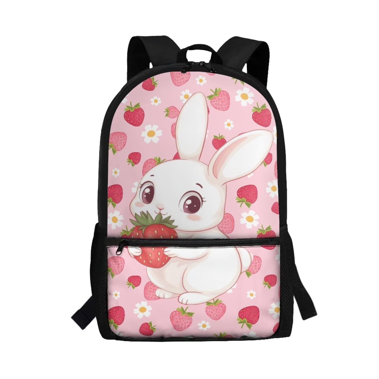 ZSOSIXDEAL Strawberry Bunny Casual Laptop Bags Backpack Bookbag College Schoolbag For Kids Boys Girl Teen Adult Travel