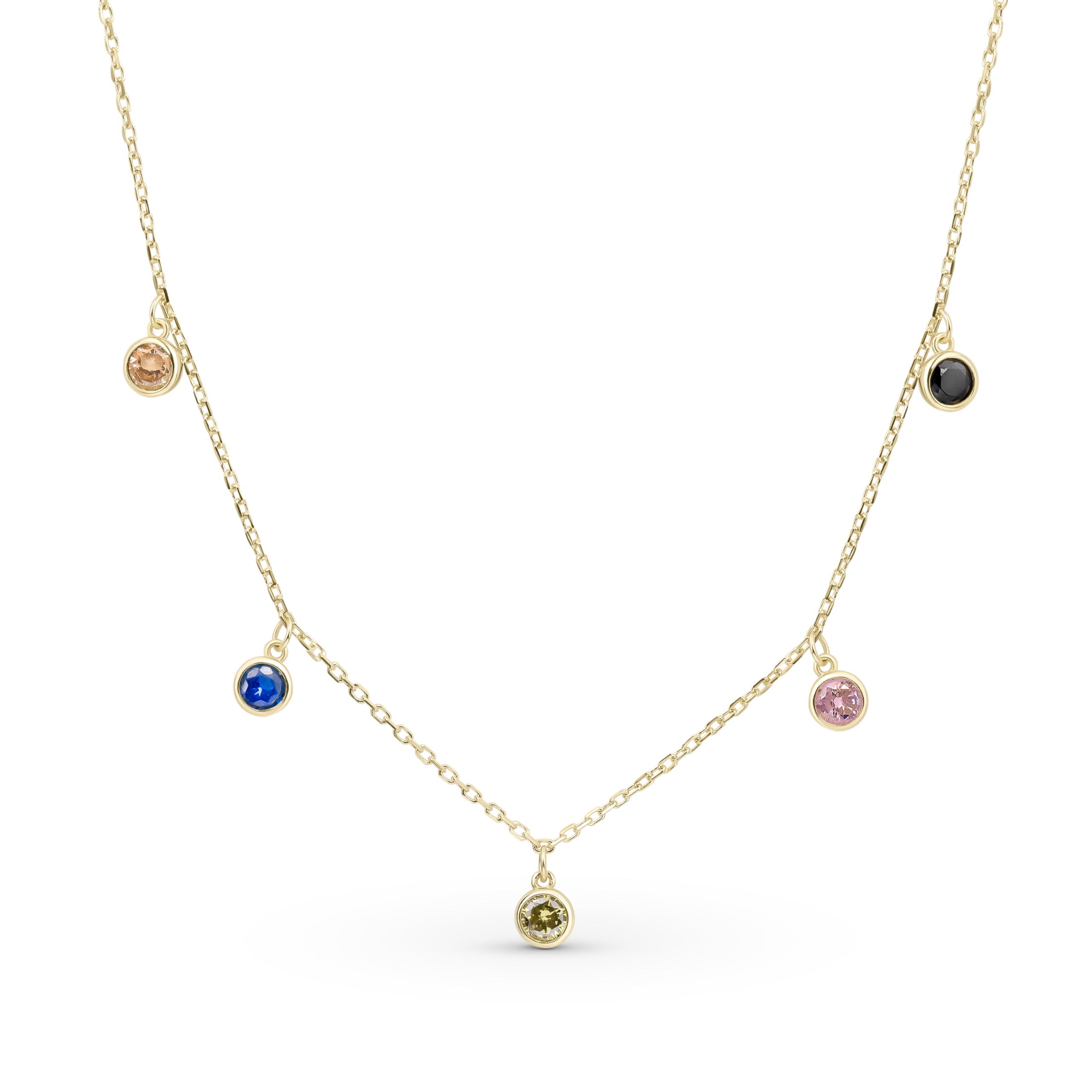 Amberta Collar de Cadena con Circonitas para Mujer en Plata de Ley 925 | Collar Brillantes Mujer | Collar con Colgantes | Collar Mujer con Diamantes Simulados