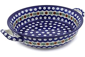 Boleslawiec Polish Pottery Round Baker with 10” Handles