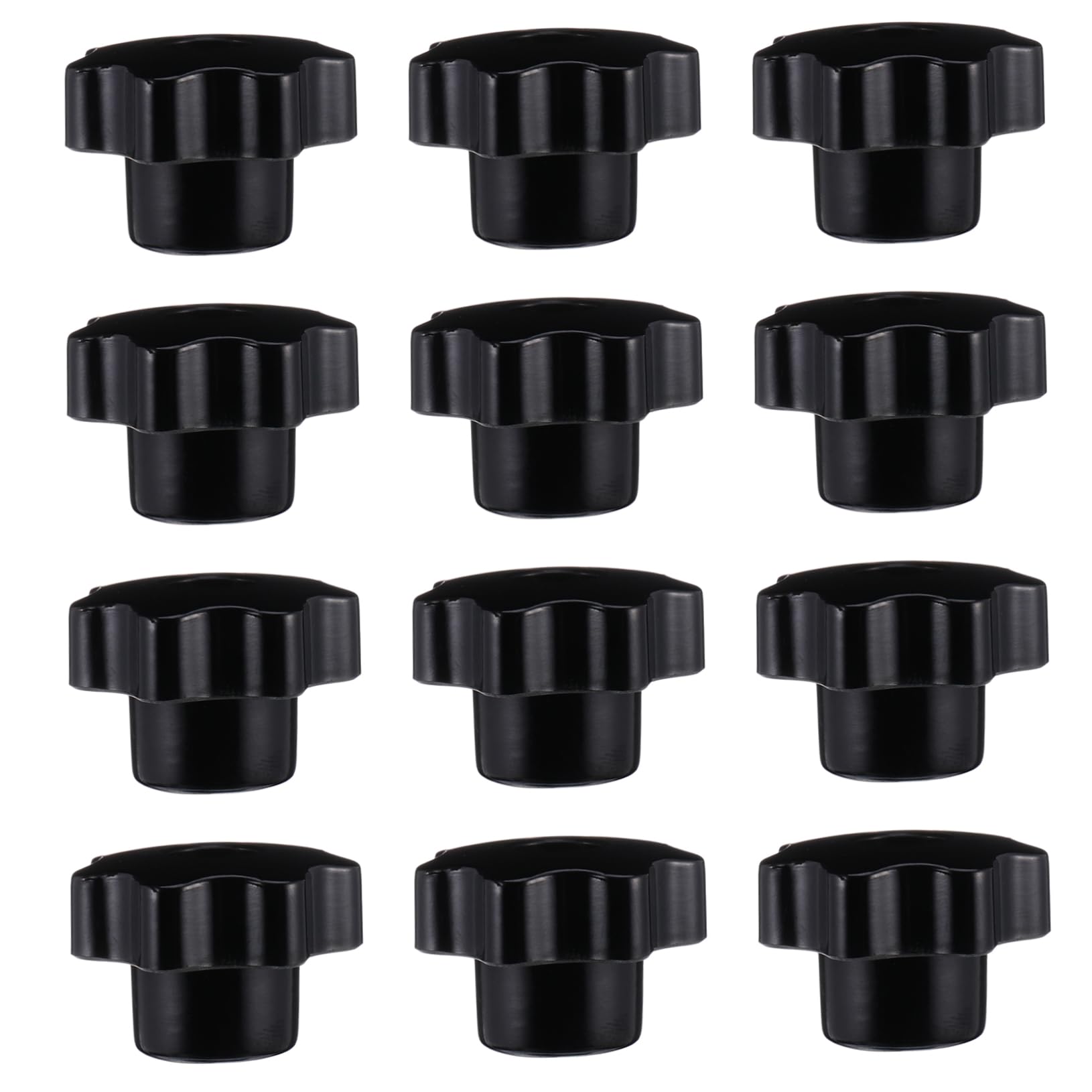 SOLUSTRE 12Pcs Star Shaped Knurled Clamping Nuts Knob Handles for Mechanical Equipment Ergonomic Grip Screw Knobs for Furniture and Instrument Assembly Plastic