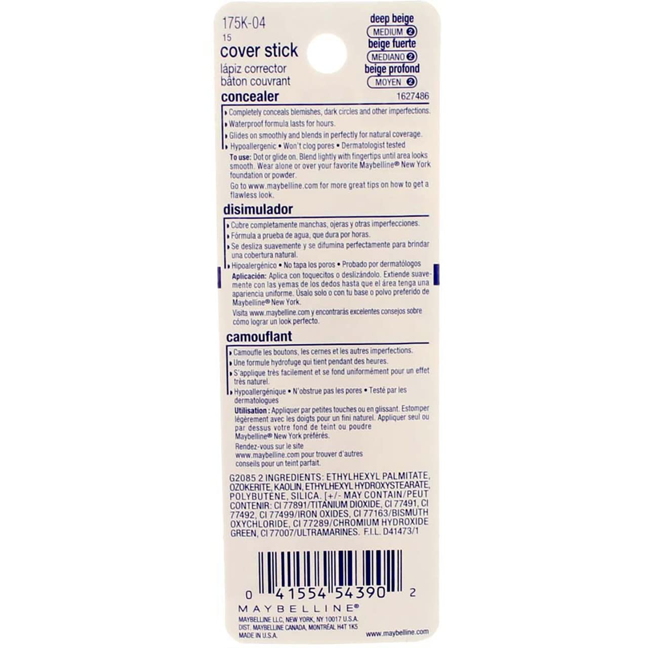 Maybelline Cover Stick Concealer, Deep Beige [145], 0.16 oz by Maybelline