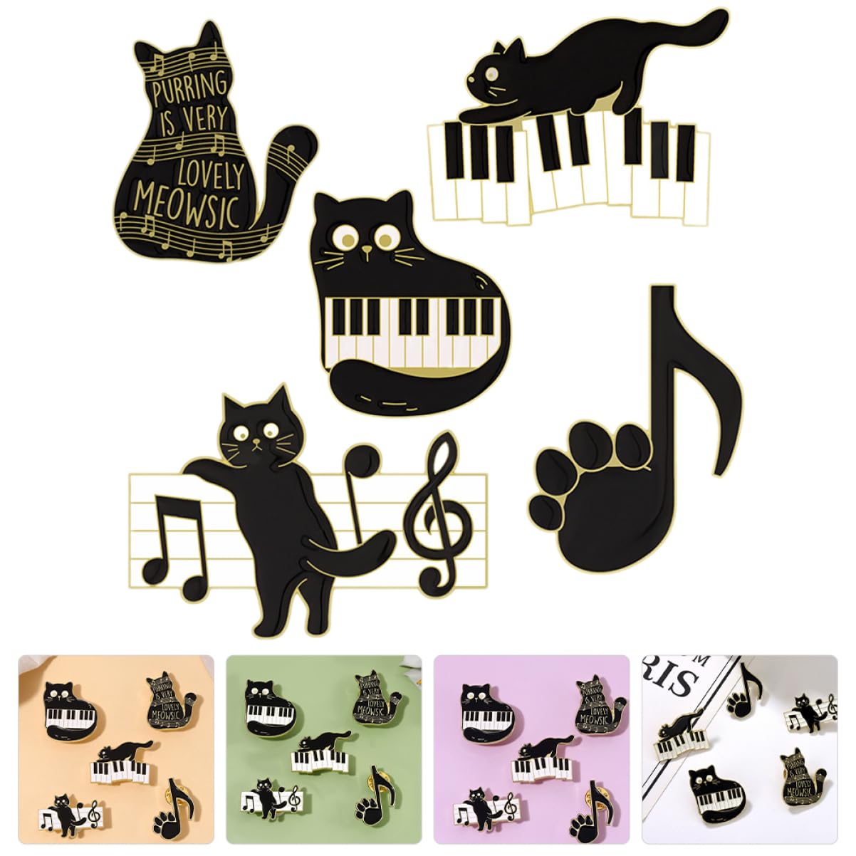 Spilla Con Nota Musicale Di Gatto A Tema Penna Spilla Con Animali Perni Puntine Perno Zaini Spille Di Gatto Nero Spille Divertenti Adesivi Spillo Black Lega