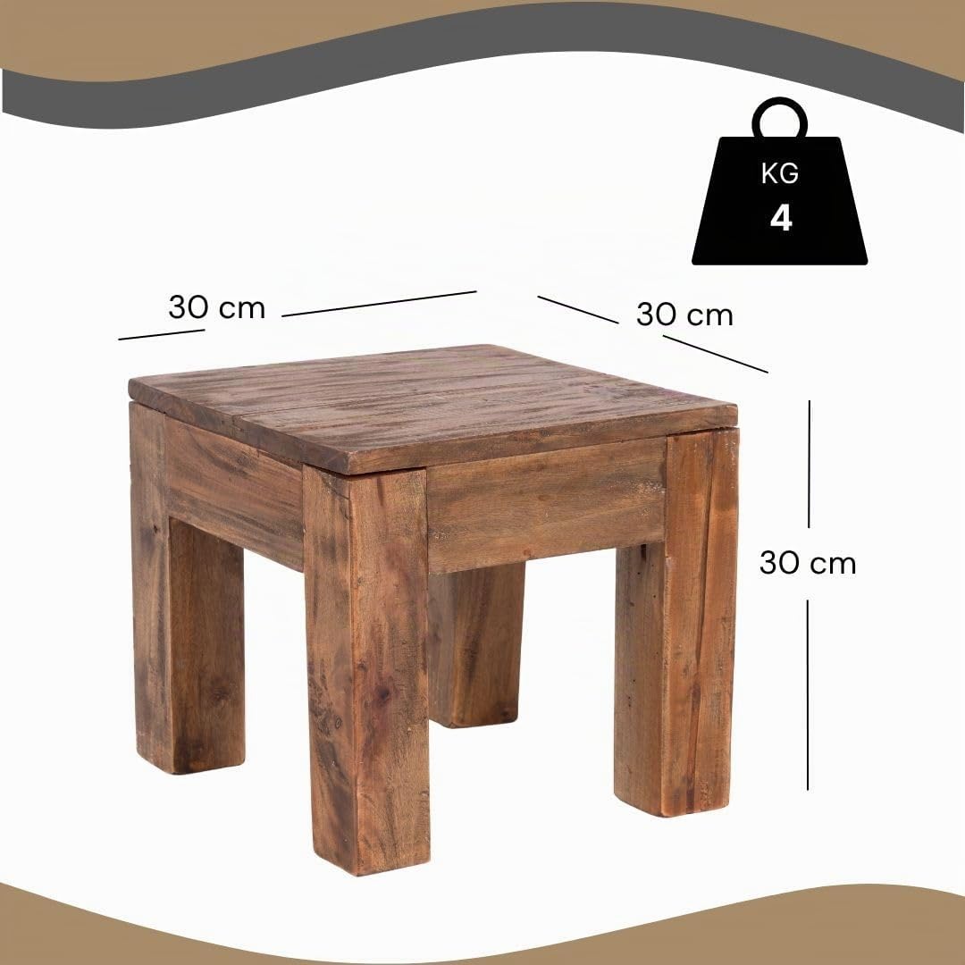 DESIGN DELIGHTS RUSTIKALER COUCHTISCH Square 30 | Recyclingholz, massiv, 30x30x30cm (HxBxT) | Beistelltisch