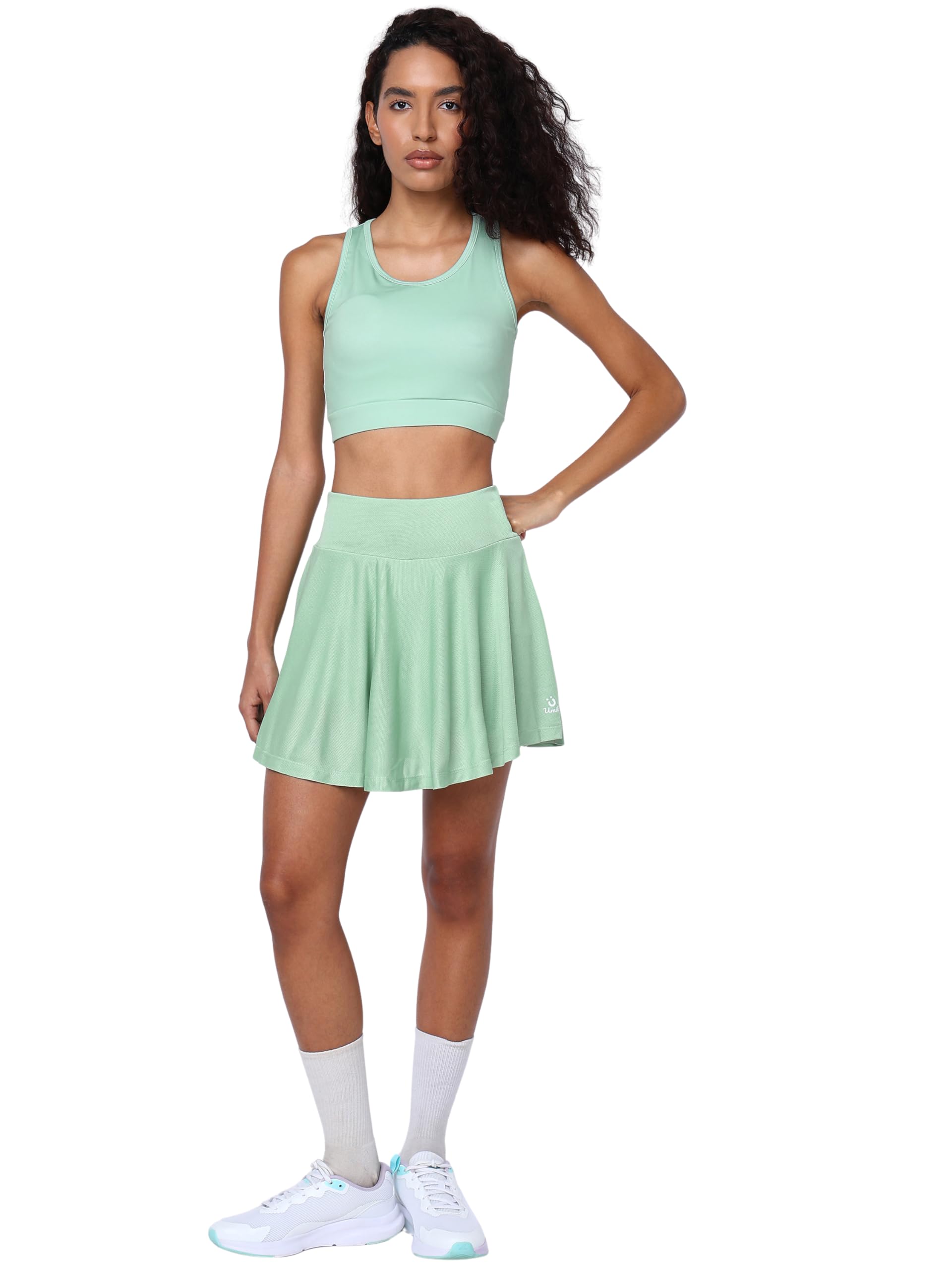 umildo Womens Activewear Skorts – Green Solid Sports Skorts with Convenient Pockets and Built-in Shorts for Tennis Badminton (Ages S–XL)-picture-23