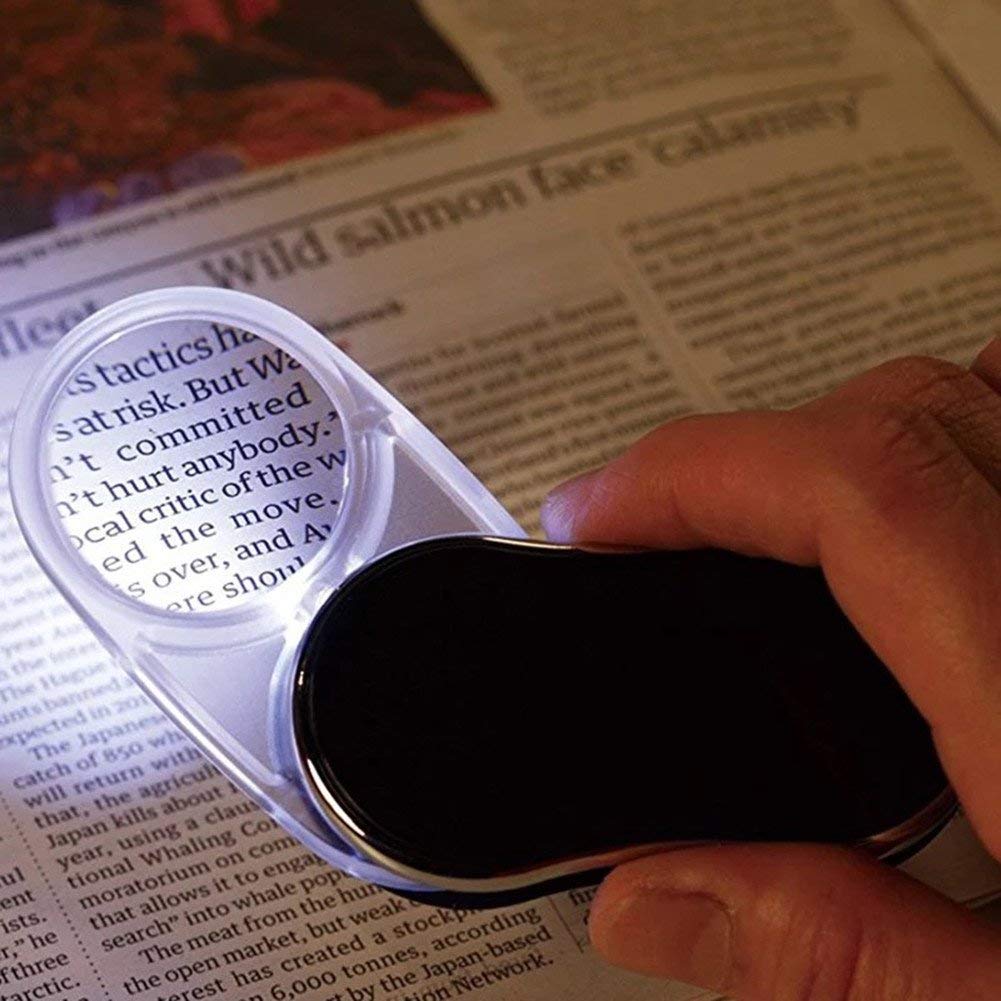 Lupas 3.5X Lupa compacta de Mano Lupa plegable giratoria con LEDP Reloj de mapa de rocas de Fors de lectura para ancianos y electrónica