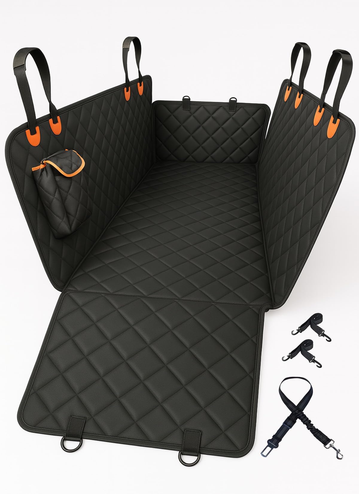 Dog Car Seat Cover for Back Seat - 100% Waterproof 600D Heavy Duty Dog Hammock for Car, Truck & SUV Universal Fit Non-Slip Rear Seat Protector, Pet Backseat Cover Machine Washable