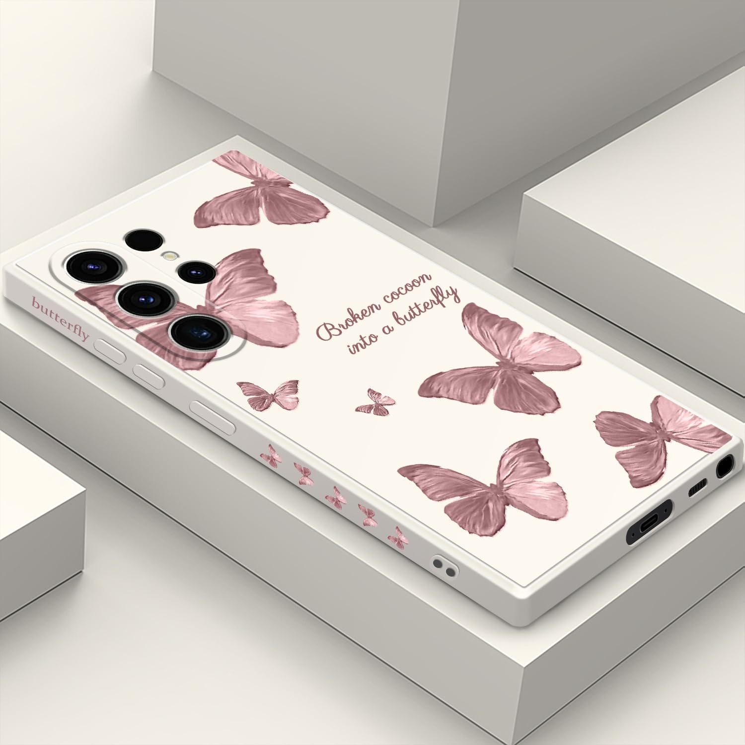 LEECG for Samsung Galaxy S23 Ultra Case, Butterfly Flowers Anti Slip Shockproof Soft Silicone Protector Phone Cover for Galaxy S23 Ultra, Butterfly