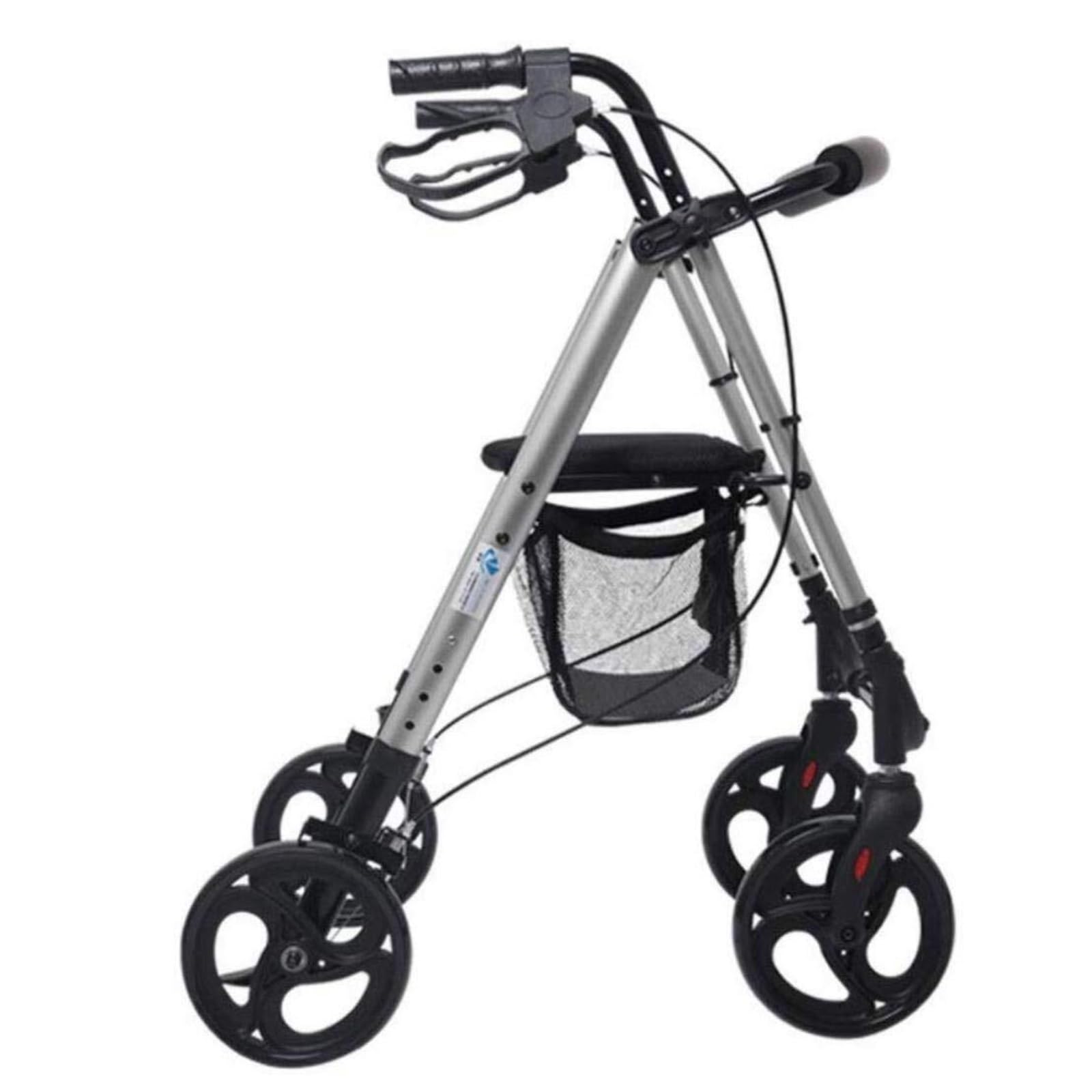 Andador Andador con ruedas de altura ajustable, plegable, for personas mayores con cesta for asiento y discapacitados.