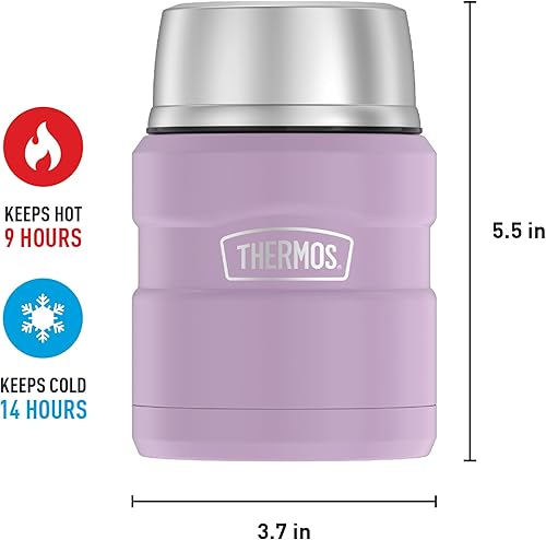 Miniatura 124 de THERMOS Stainless King Tarro de alimentos aislado al vacío con cuchara, 16 onzas, verde militar