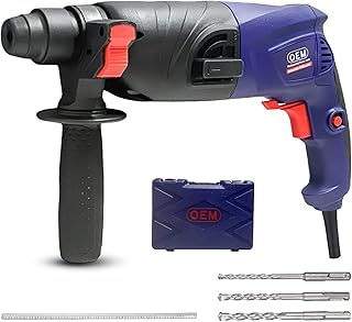 OEM Professional 20mm Rotary Hammer Drill | 500W Heavy-Duty Copper Motor | 2 Modes (Drill/Hammer) | Reverse & Forward Function | 6 Months Warranty | Includes 3 SDS Drill Bits | For Concrete & Brick