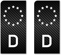 2x EU-Feld Kennzeichen Sticker Aufkleber Motorrad Nummernschild Carbon Schwarz Waschstrassenfest UV-Beständig